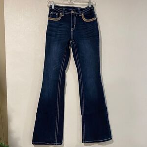 Westfield Eagle Dark Wash Bootcut Jeans Size 5 – Contrast Stitching, Western Sty